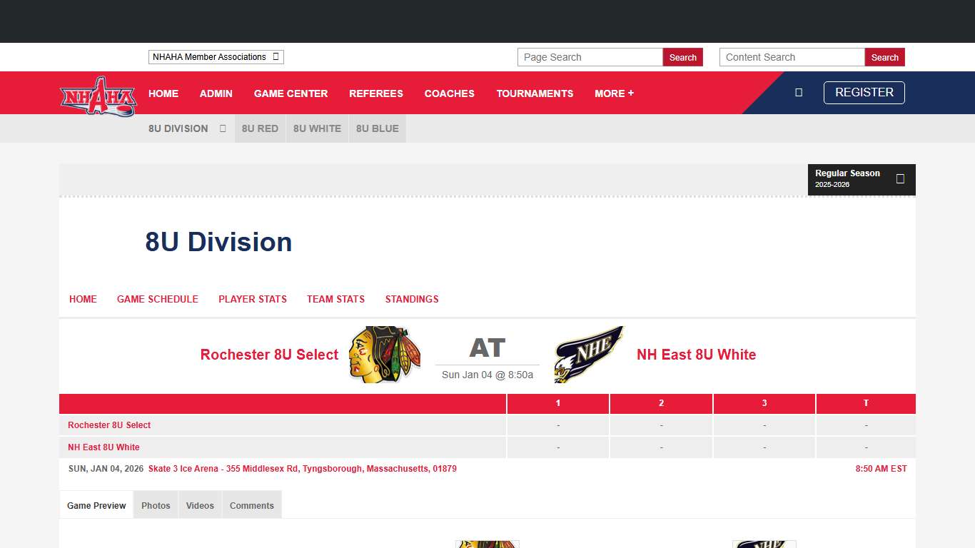 Rochester 8U Select at NH East 8U White - 2025-2026 Regular Season