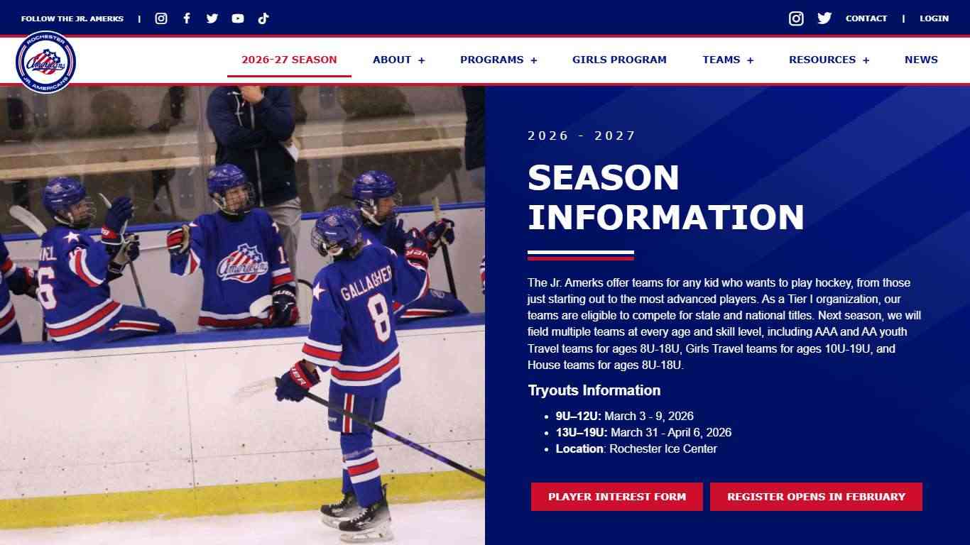 2026-27 Season - Rochester Jr. Americans Youth Hockey Organization