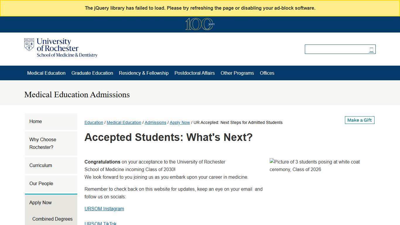 Apply Now - MD Admissions - Medical Education - Education - University of Rochester Medical Center